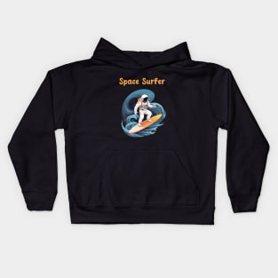 Astronaut surfing in space Kids Hoodie